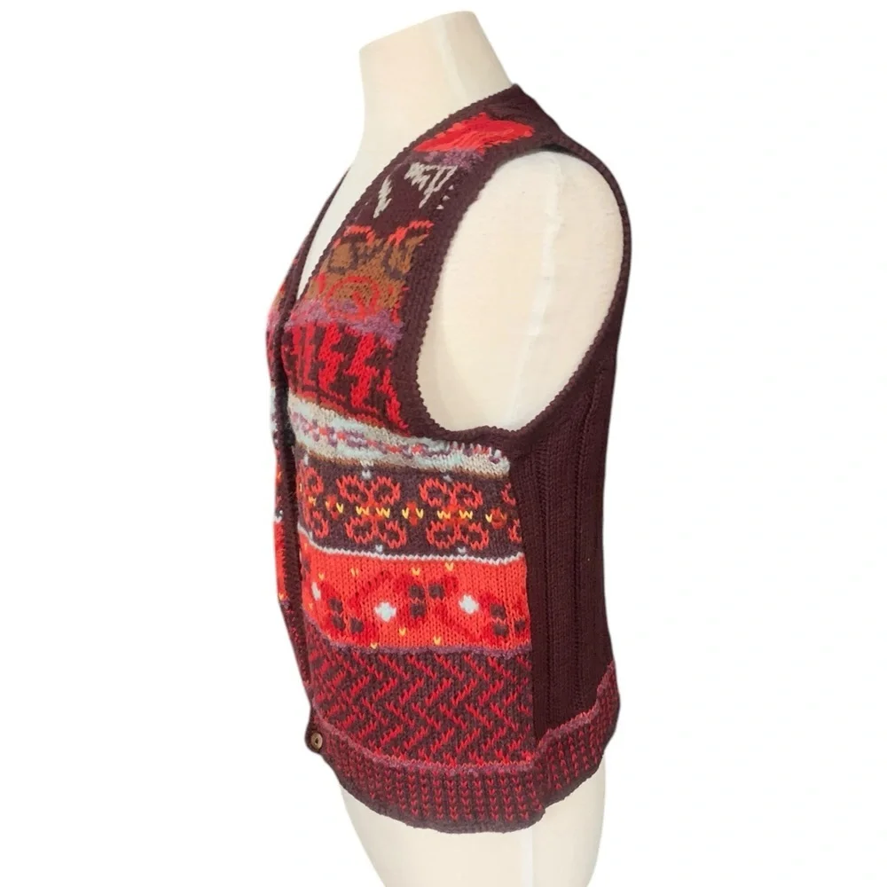Northern Isles cotton blend button up sweater vest in autumnal colors size large - Picture 6 of 11